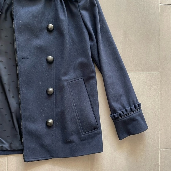French Connection wool navy coat/jacket with black piping - Picture 16 of 17